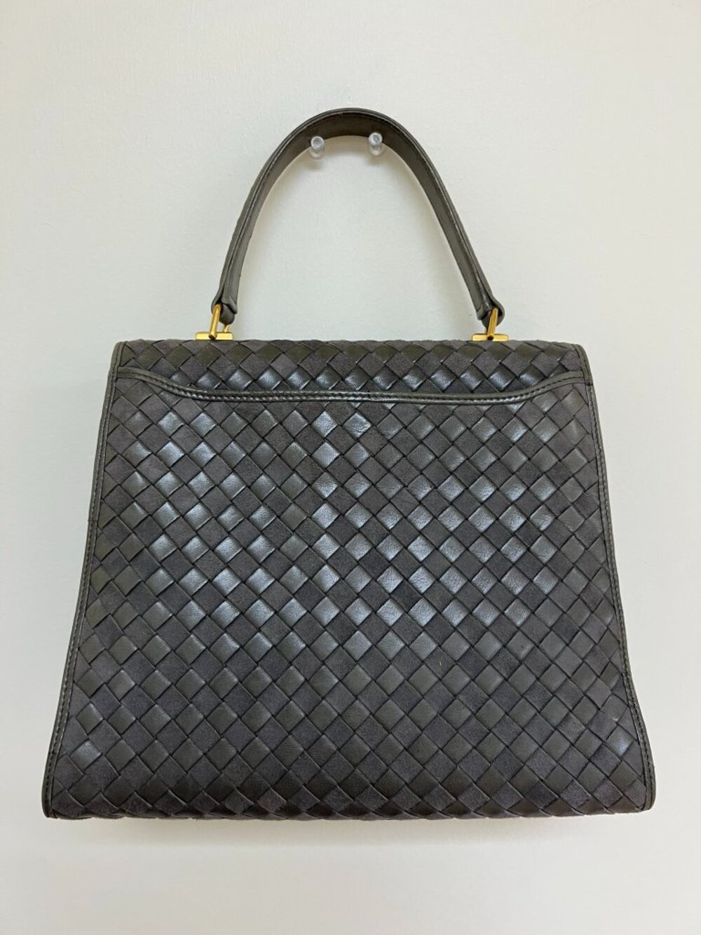 Bally Vintage Woven Leather Top Handle Bag Intrecciato Style Gold Hardware - Picture 2 of 16